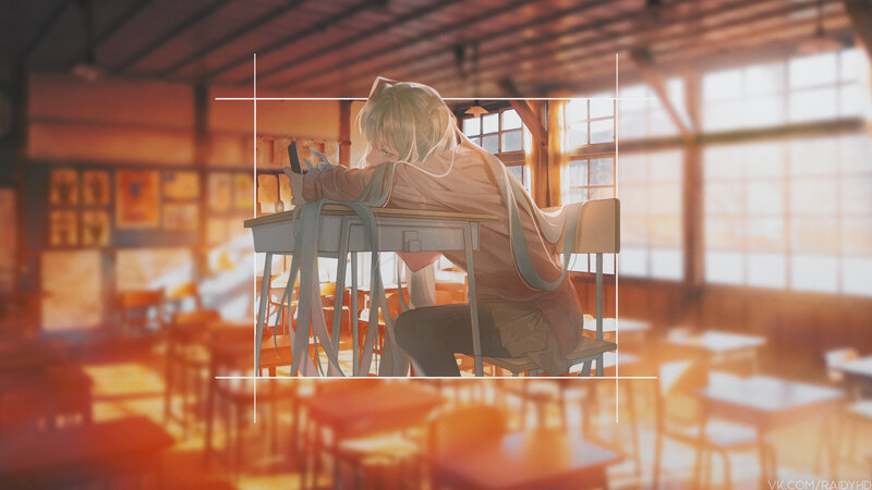 Anime Student at Desk