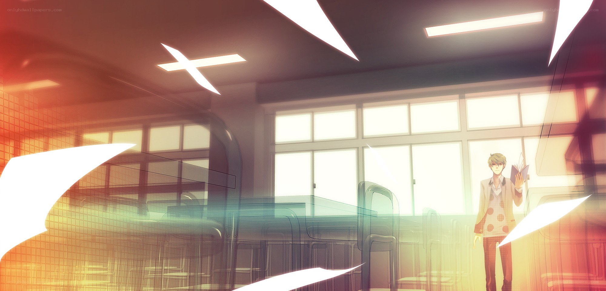 anime student in classroom