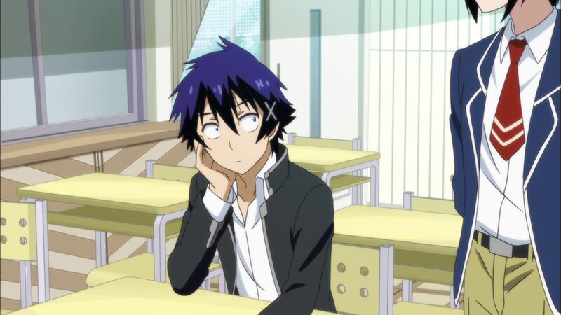 Anime Student in Classroom — Blue
