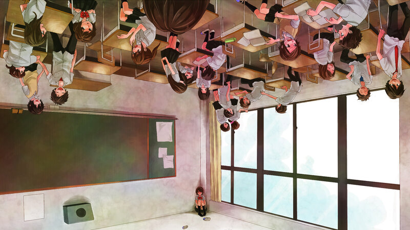 Anime Student in Classroom — White
