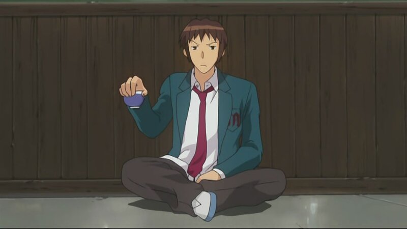 anime student sitting on floor