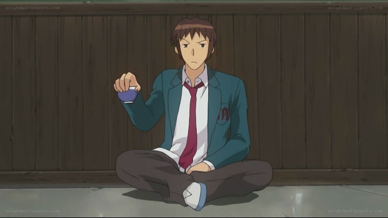 anime student sitting on floor