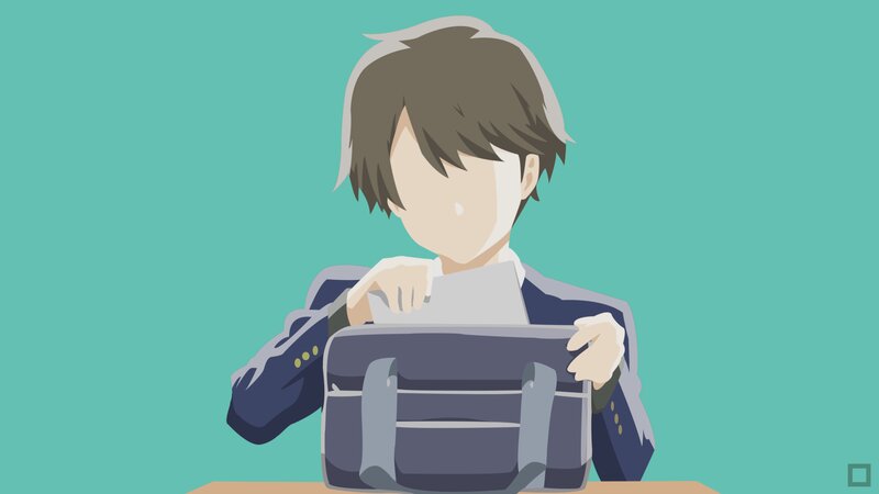Anime Student with Bag — Teal