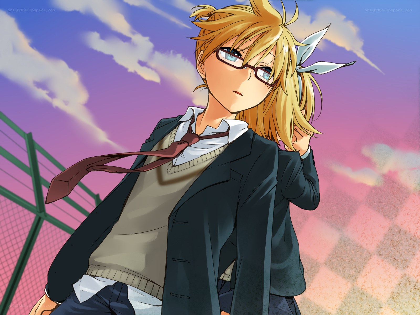 anime student with glasses