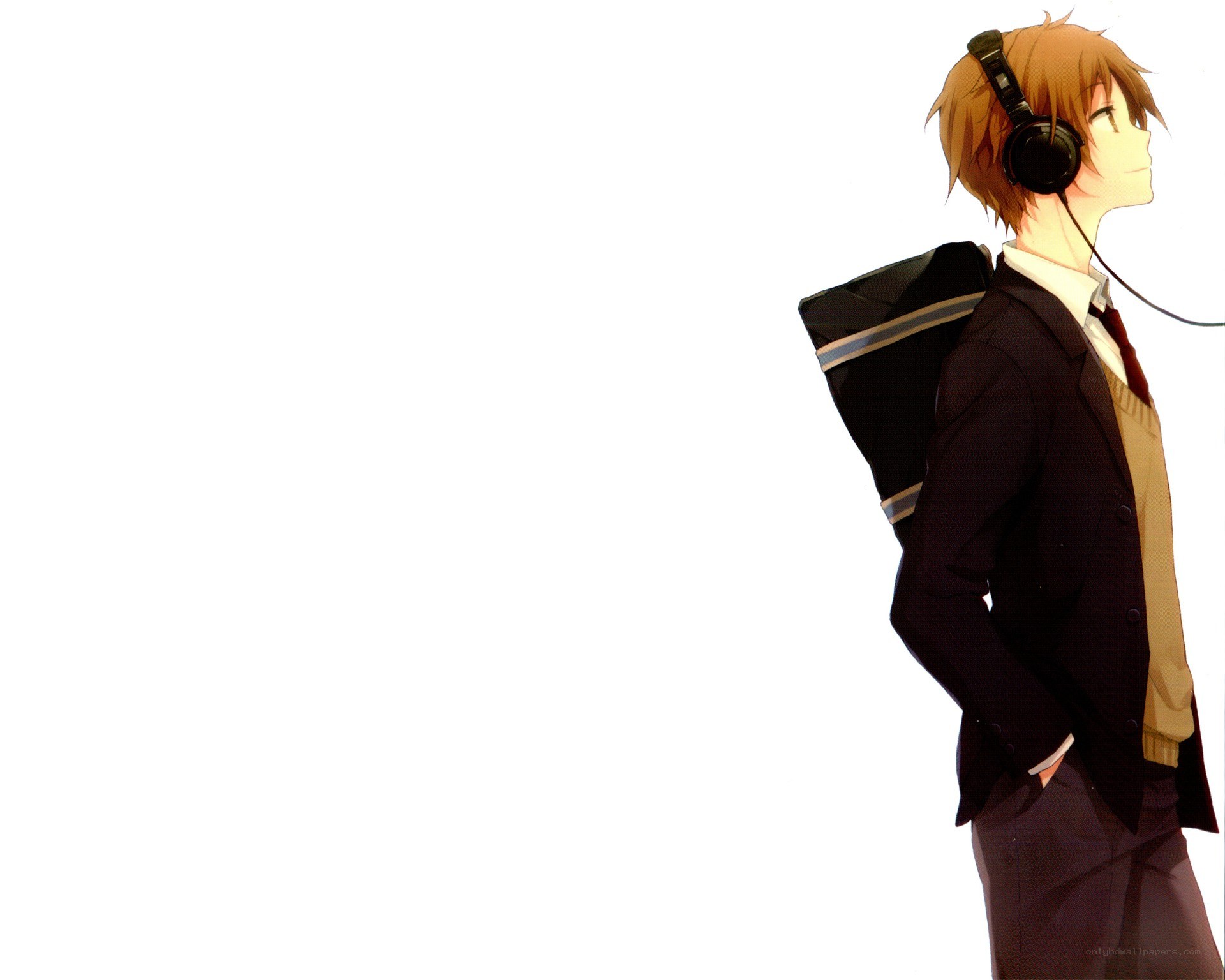 anime student with headphones