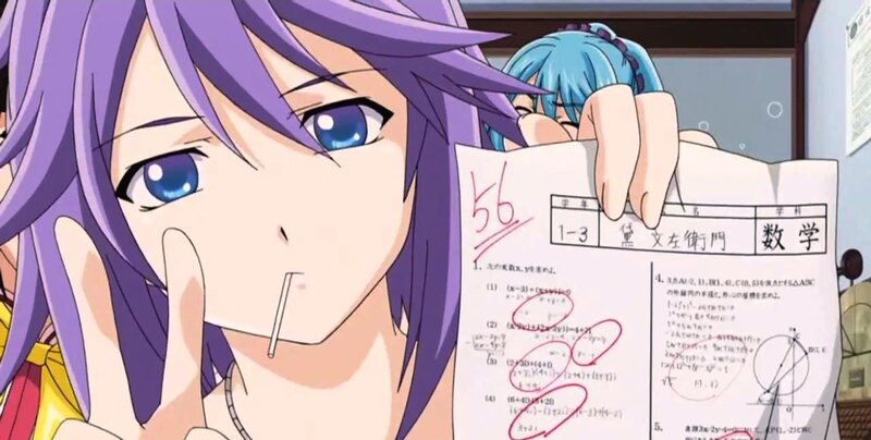 anime student with math test