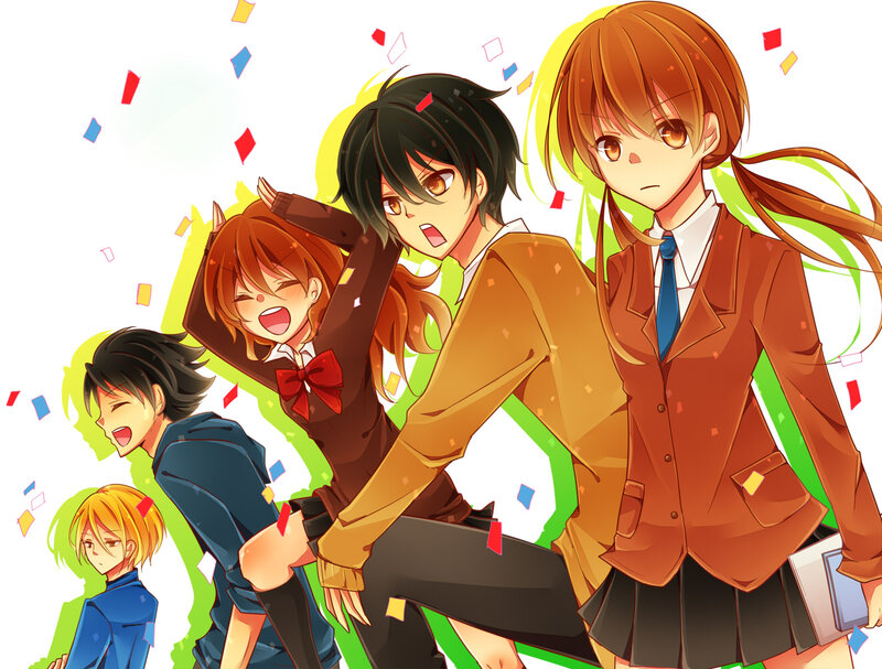 Anime Students Celebrating — Brown