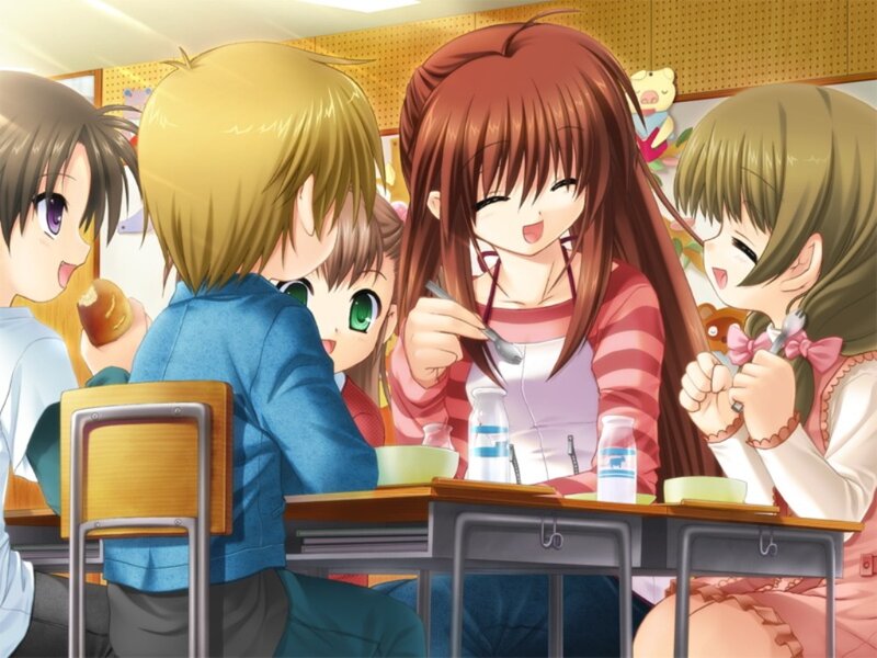 Anime Students Eating Lunch