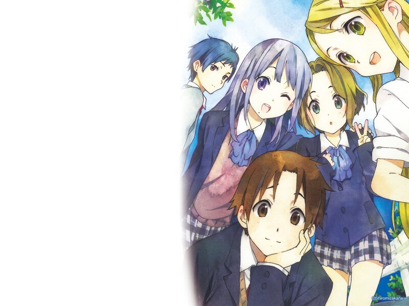 Anime Students Group — Blue, Cheerful, Afternoon