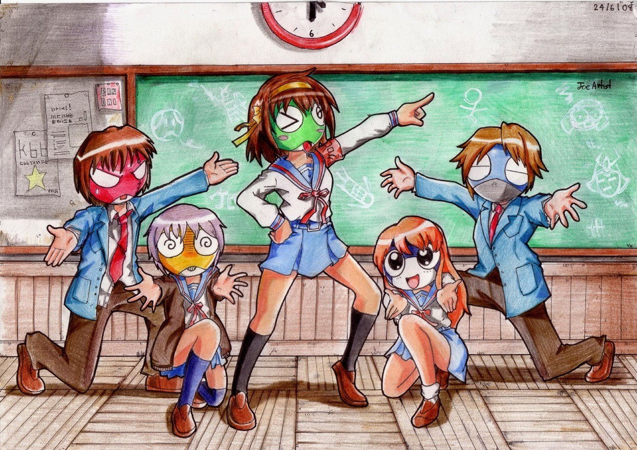 anime students in classroom