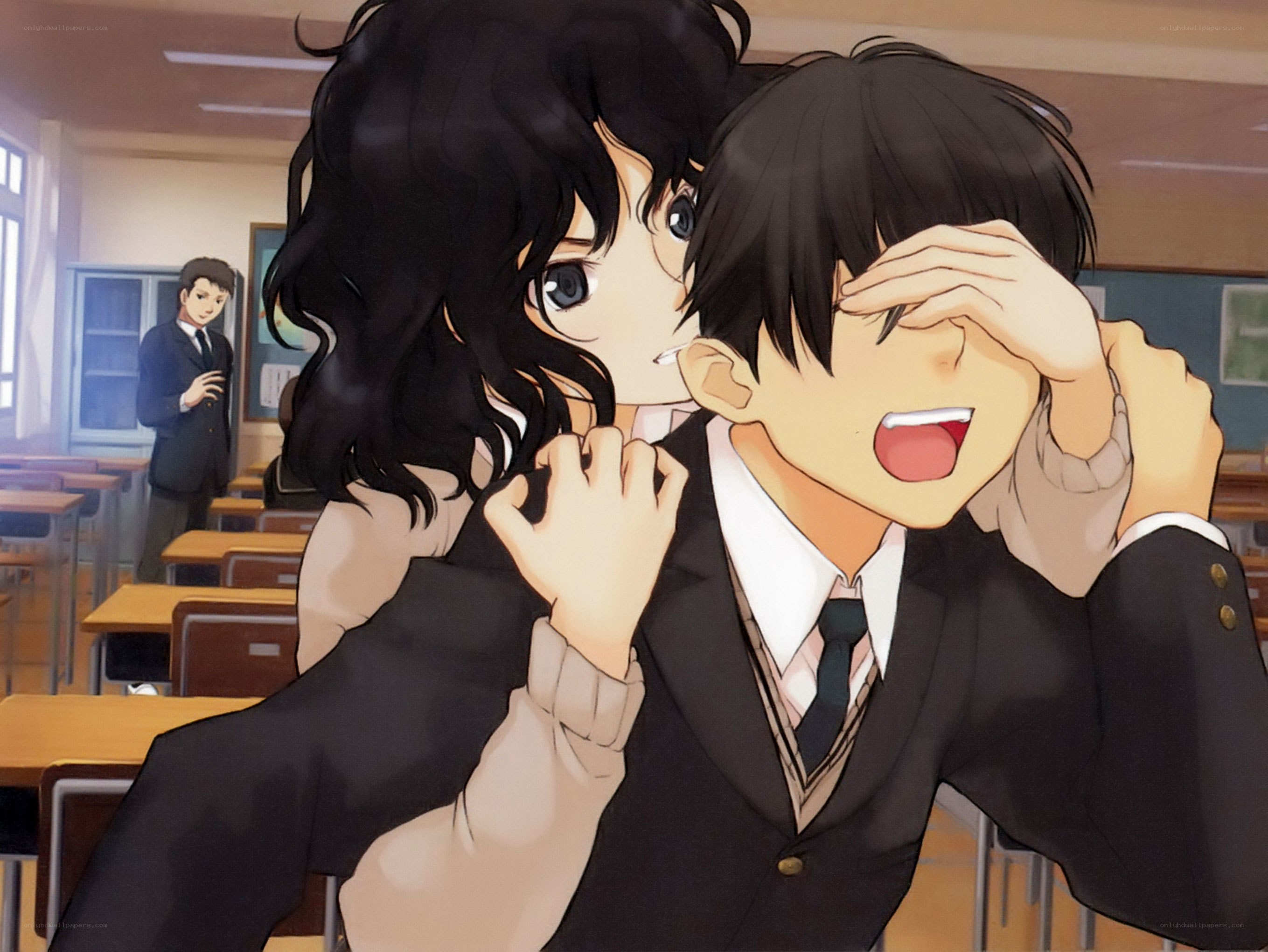 Anime students in classroom
