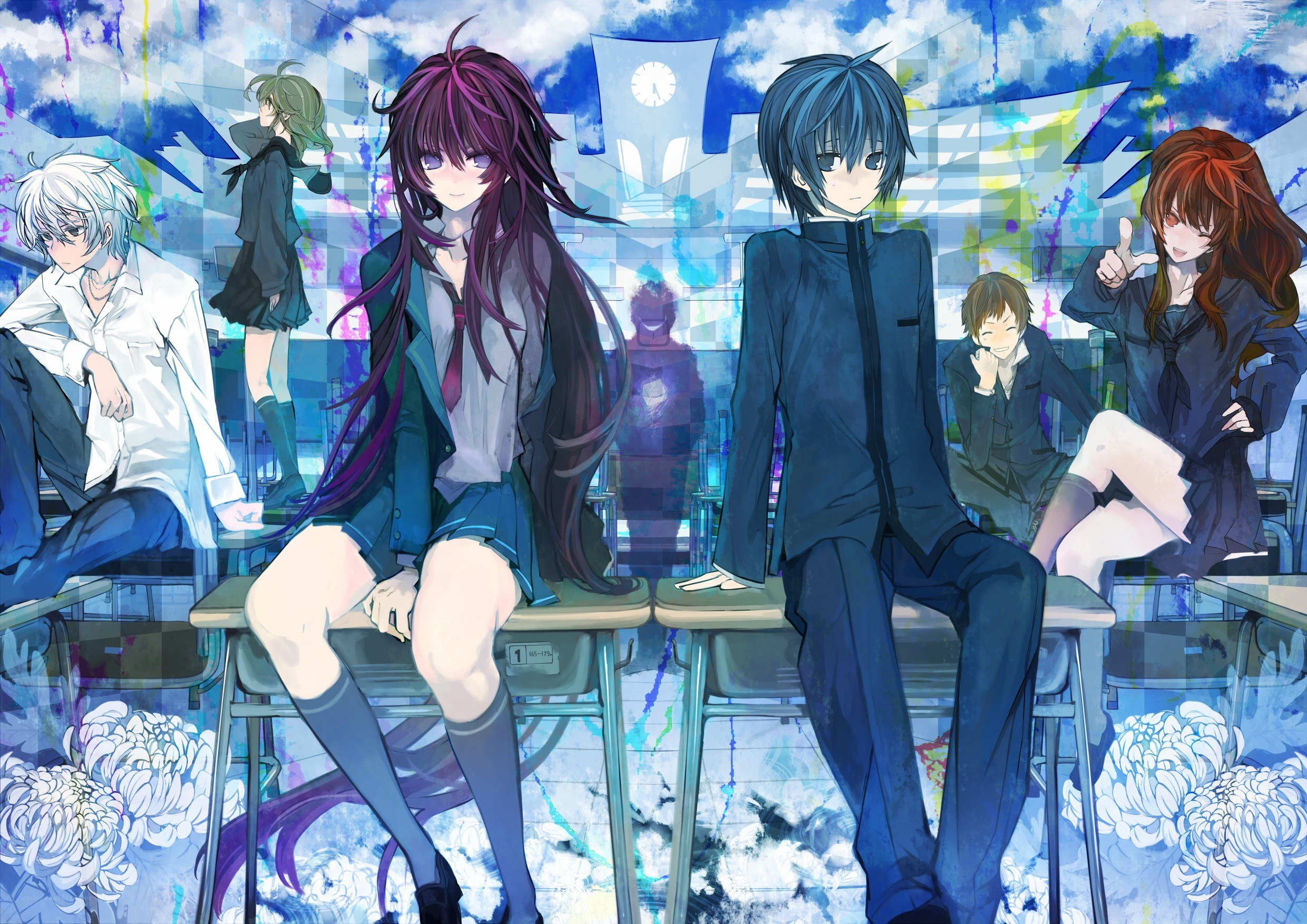 anime students in classroom