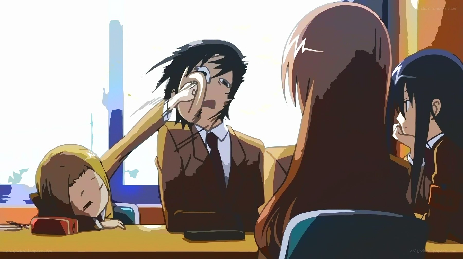 Anime students in classroom