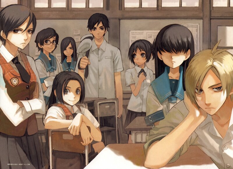 anime students in classroom