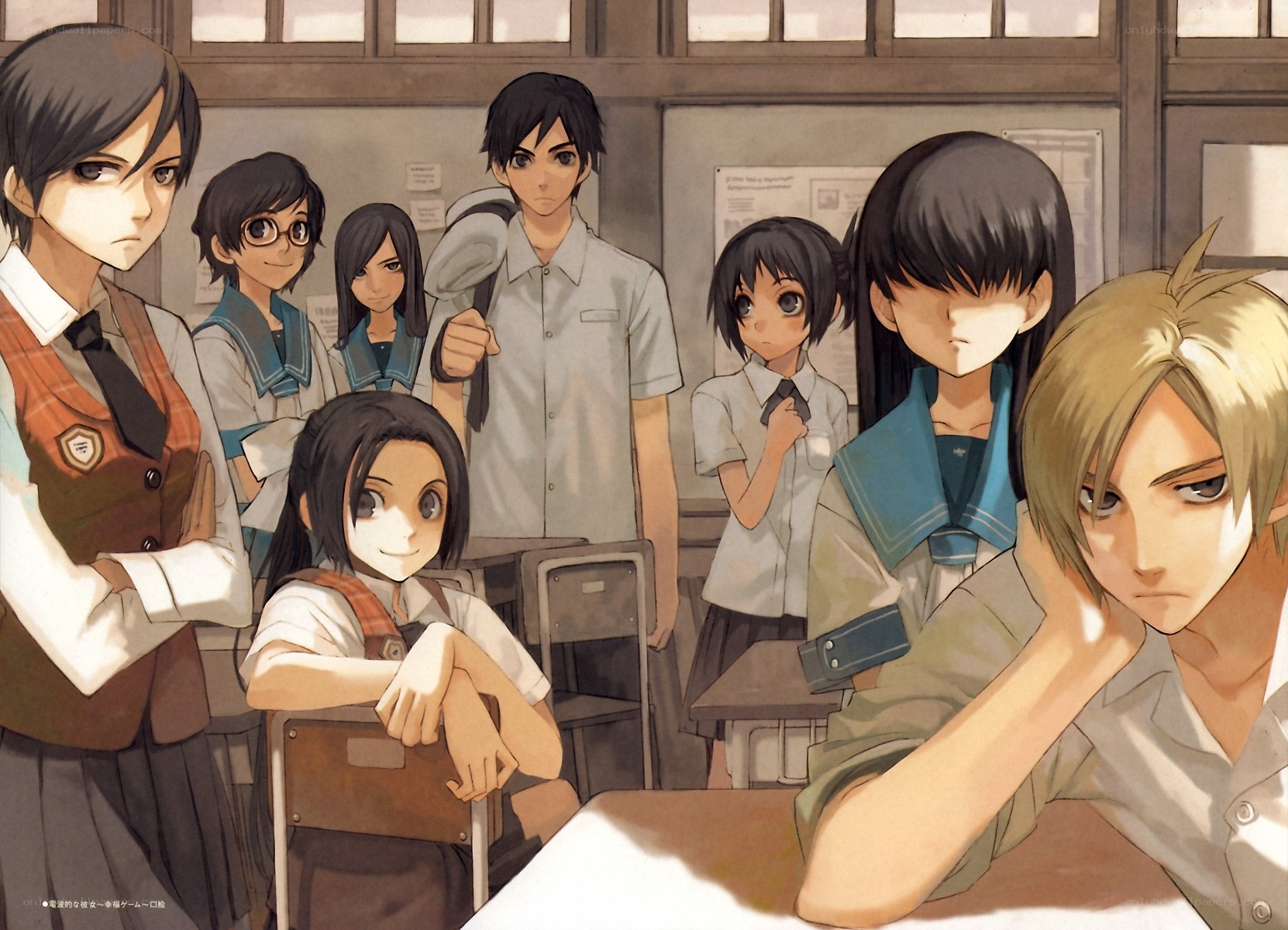 anime students in classroom
