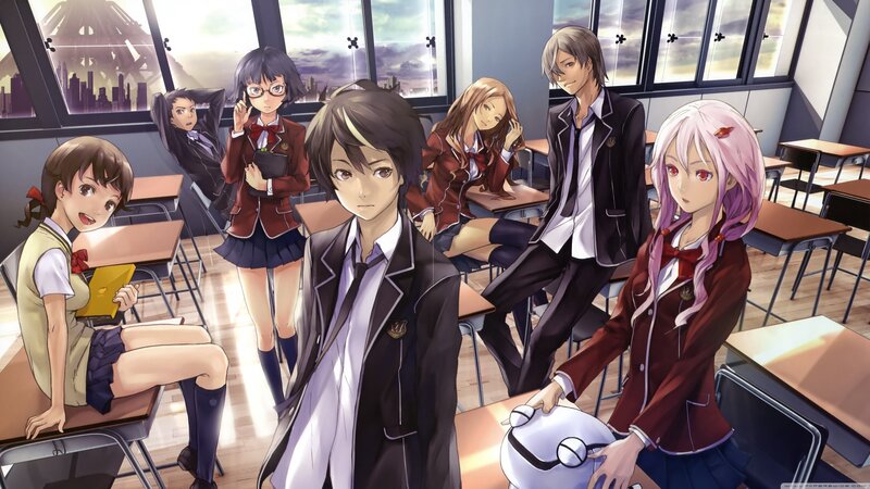Anime Students in Classroom — Black, Dramatic