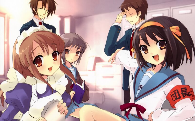 Anime Students in Classroom — Blue, Cheerful