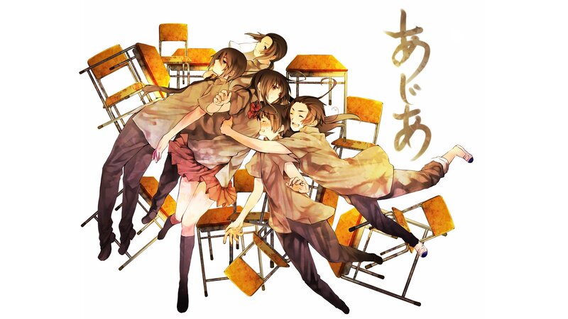 Anime Students in Classroom — Brown, Chaotic, Chairs