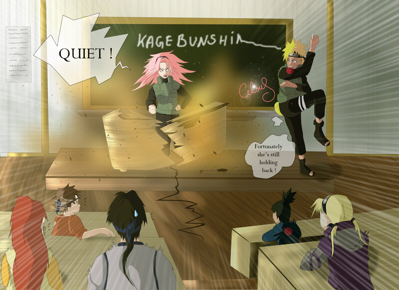 Anime Students in Classroom — Green, Chaotic