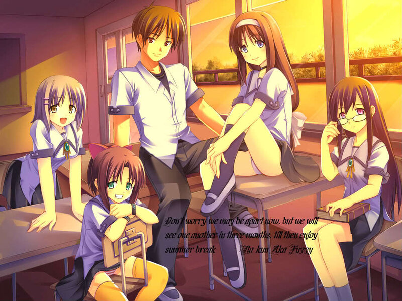 Anime Students in Classroom — Purple