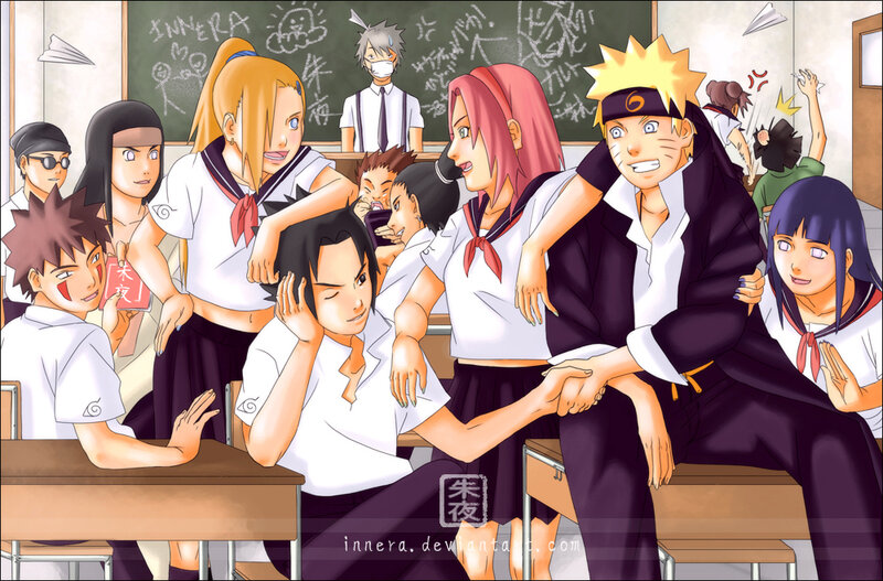 Anime Students in Classroom — White