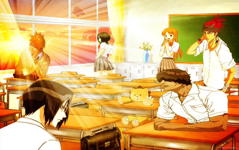 Anime Students in Classroom — Yellow