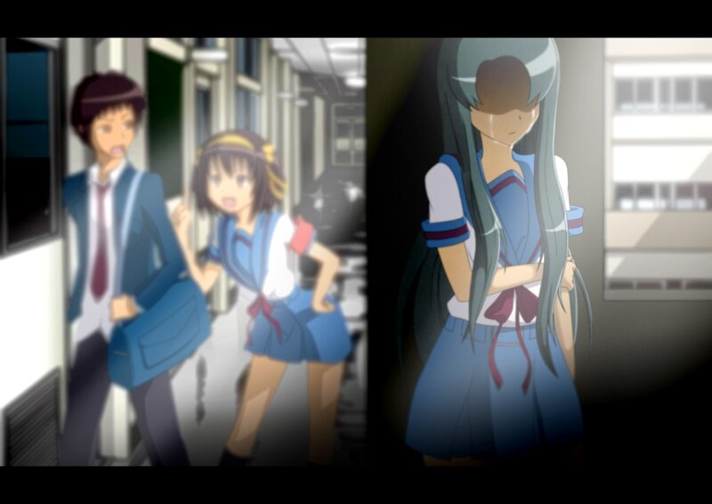 Anime Students in Hallway — Blue
