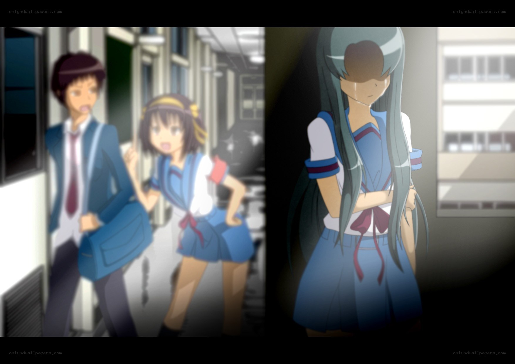 anime students in hallway