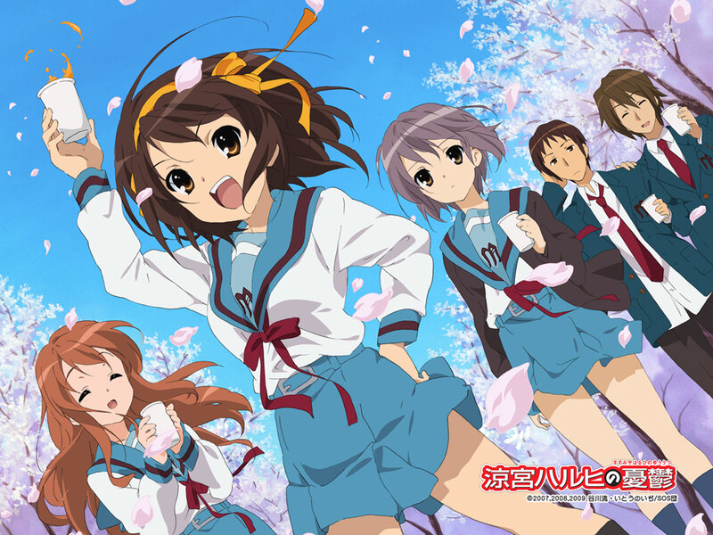 Anime Students in School Uniforms — Blue, Cheerful