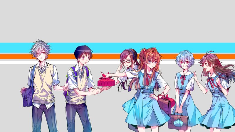 Anime Students in School Uniforms — Blue, Neutral