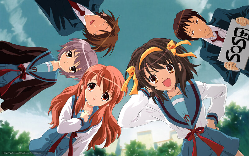 Anime Students in School Uniforms — Blue, Playful, Afternoon