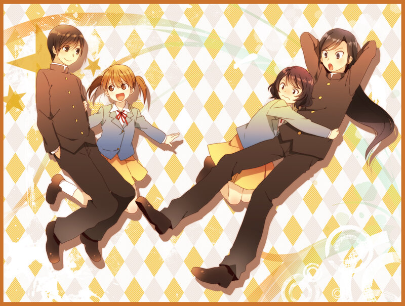 Anime Students in School Uniforms — Yellow