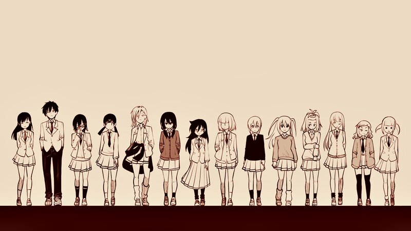 Anime Students in Uniform — Beige
