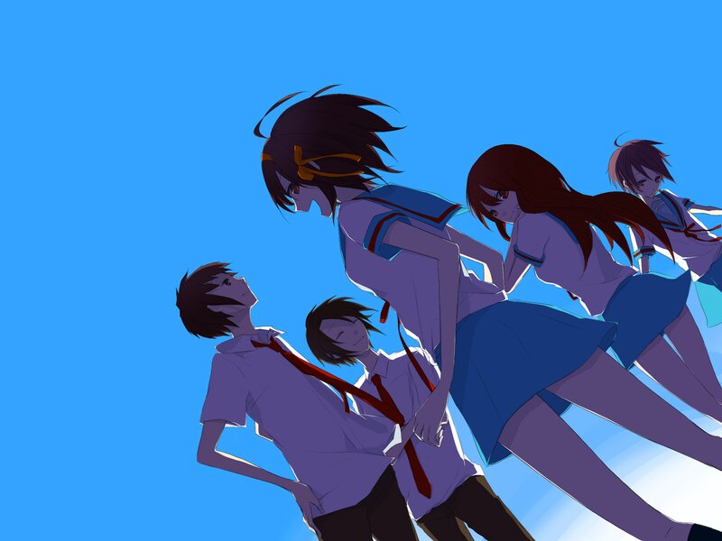 Anime Students in Uniform — Blue, Dramatic