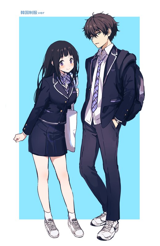 Anime Students in Uniforms — Blue