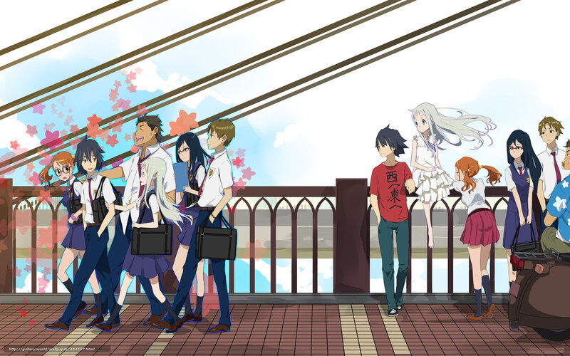 anime students on a bridge
