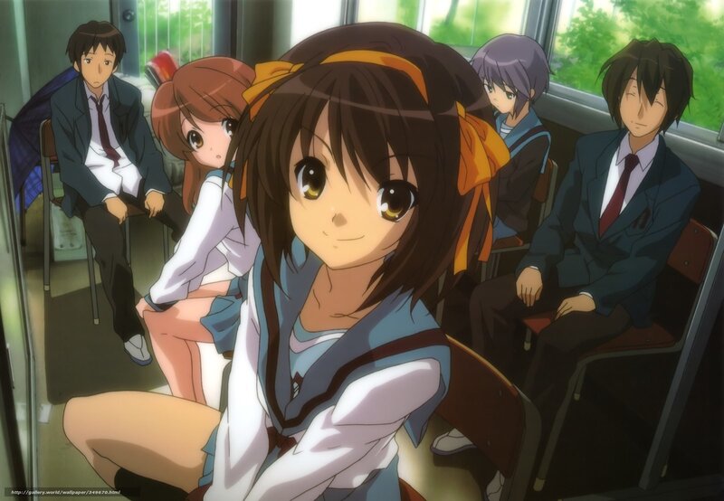 anime students on a bus