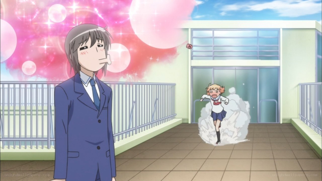 Anime students on a school balcony