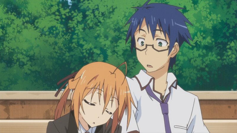 anime students on bench
