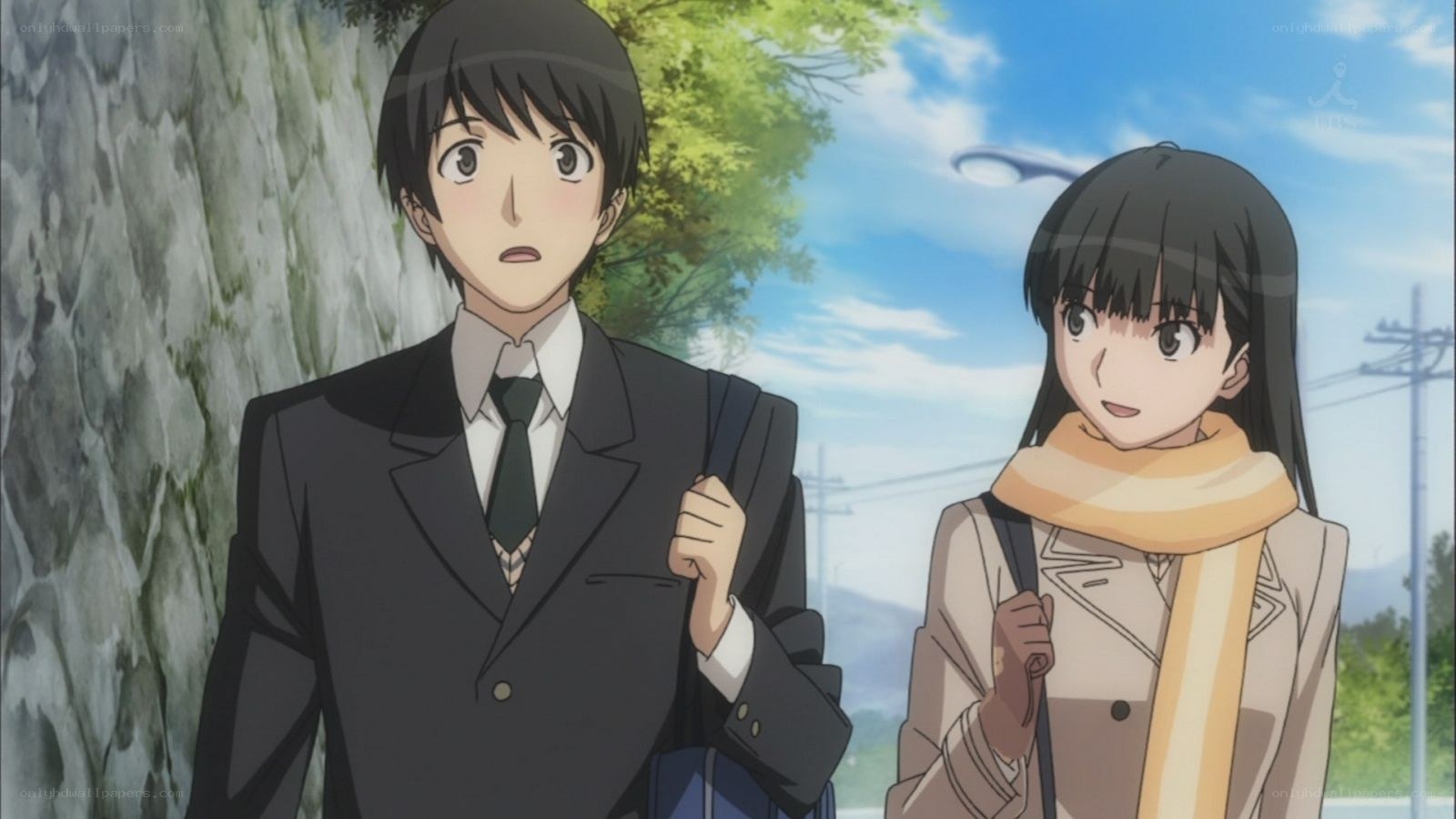 anime students on street