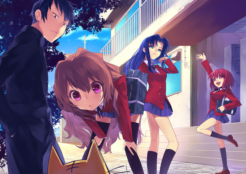 Anime Students Outside School