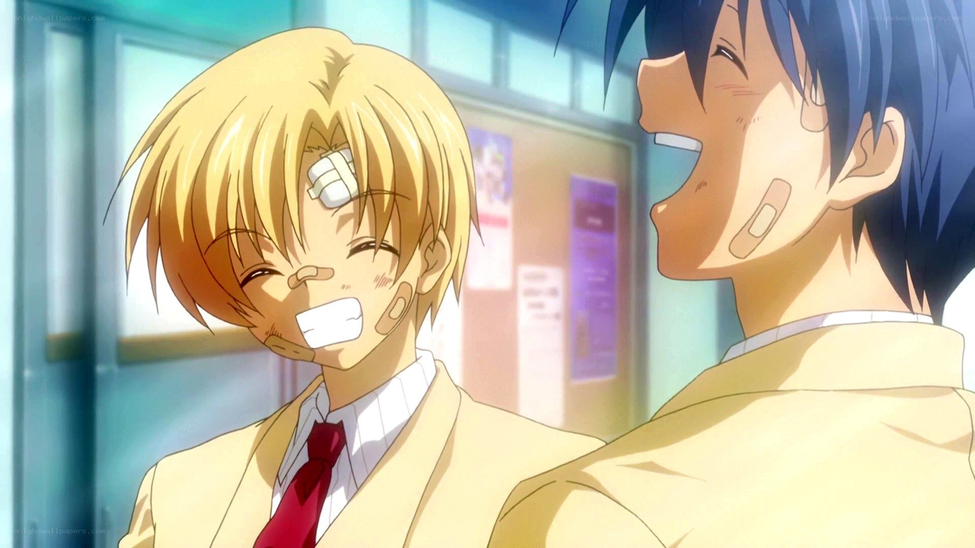 Anime students with bandages