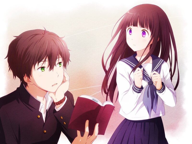 anime students with book