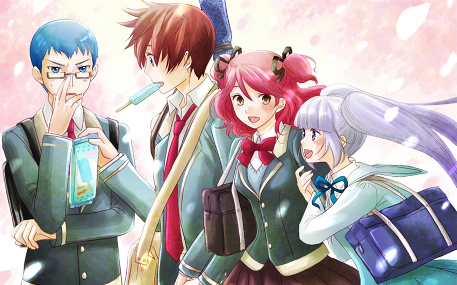 anime students with ice cream