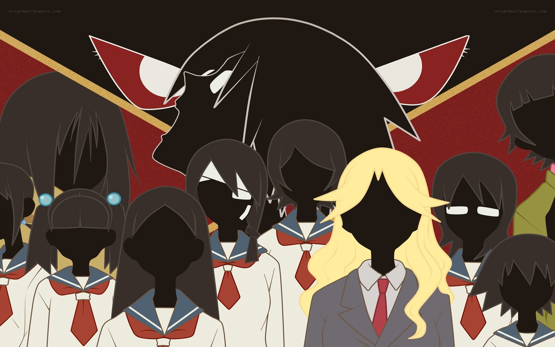 anime students with shadow figure