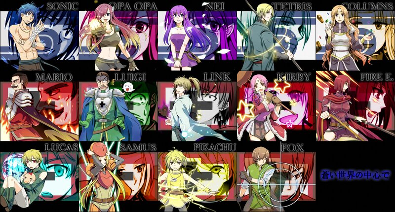 Anime-style character collage