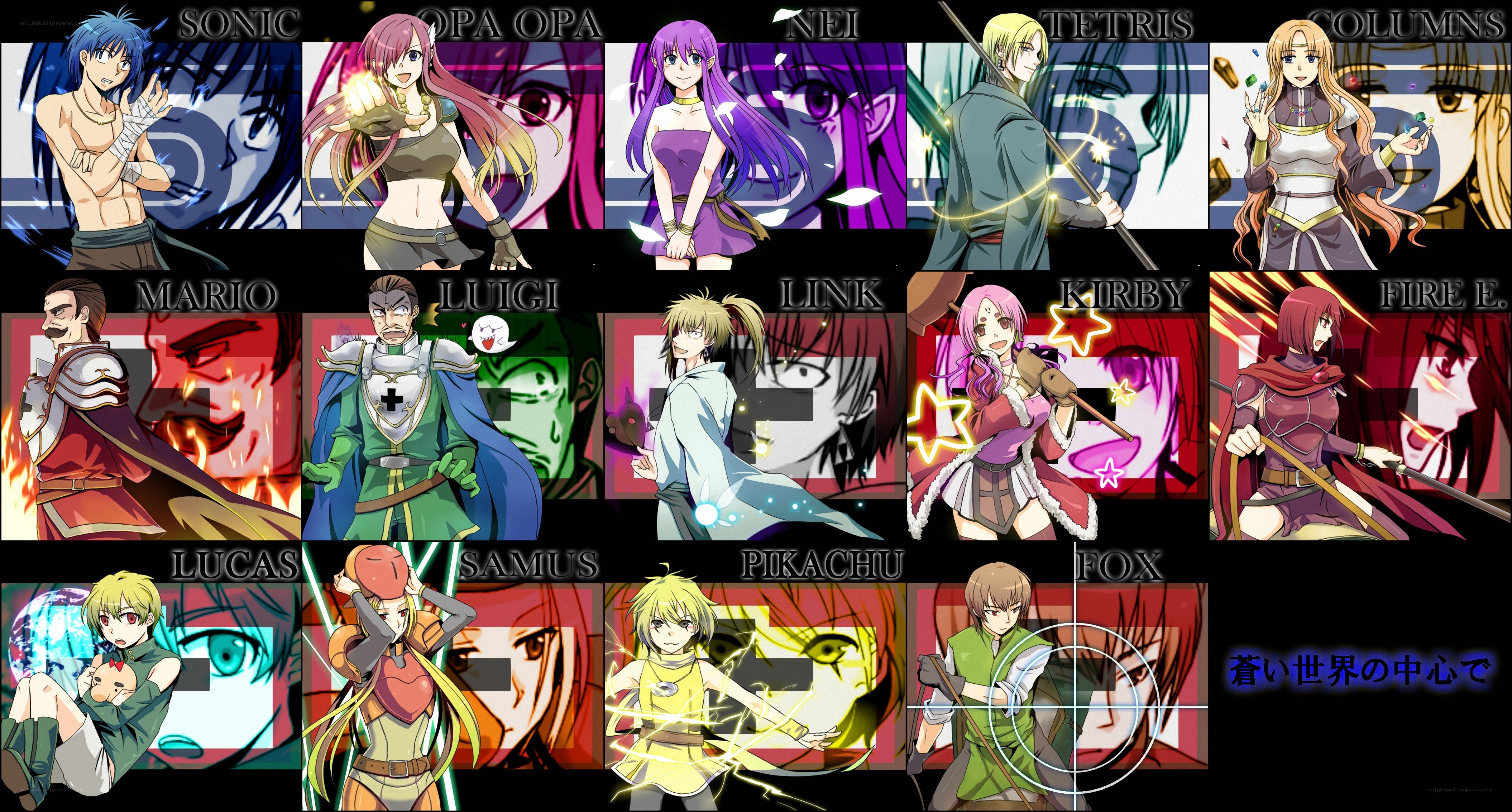 Anime-style character collage