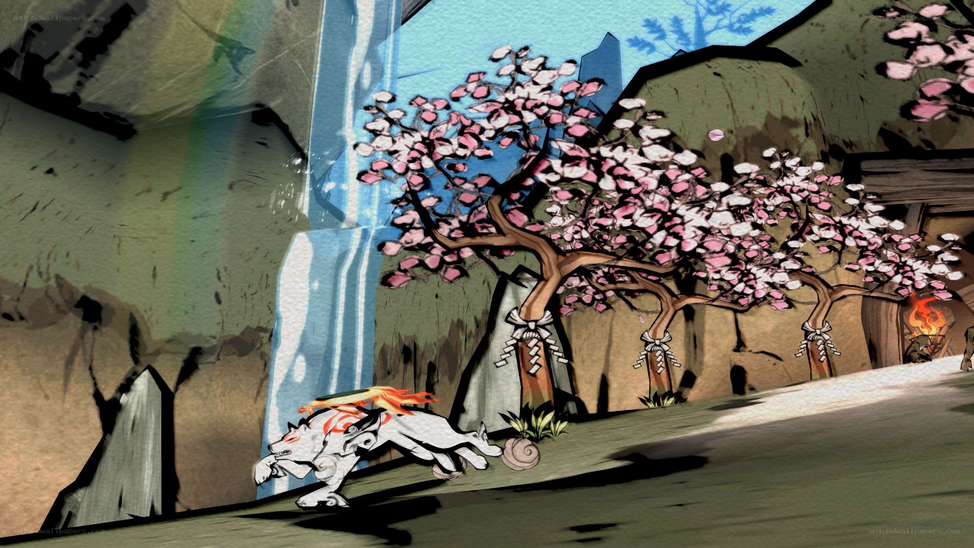 Anime-style character near cherry blossoms
