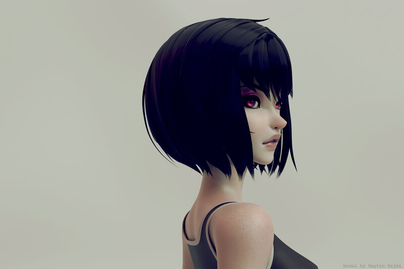 Anime-style Female Character — Black