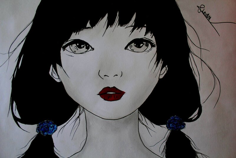 Anime-style Girl Portrait — Black